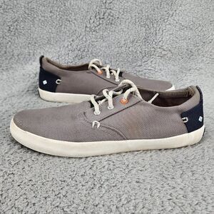 Sperry Women's Boat Shoes Sz 7.5 Gray Navy Blue Fabric Sneakers Comfort Preppy
